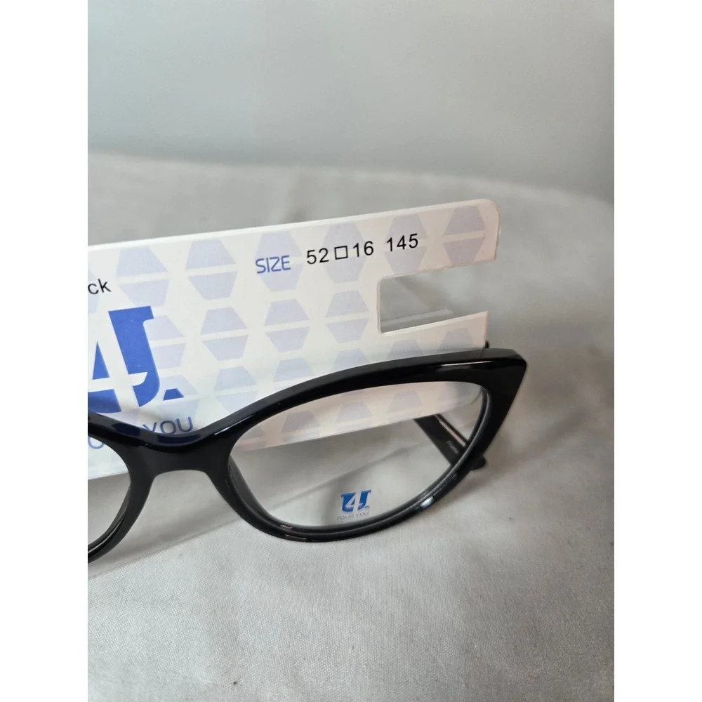 Four You U219 Black Cat Eye Eyeglass Frames Women 52-16-145 Sturdy Glasses